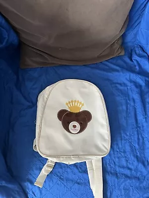 Tan Off White Mini Backpack With Crowned Queen Teddy Bear Detail • $16