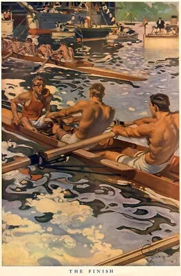 1906 Leyendecker Semi-nude College Muscle Men Boat Crew Race Sport Poster 317424 • $21.95