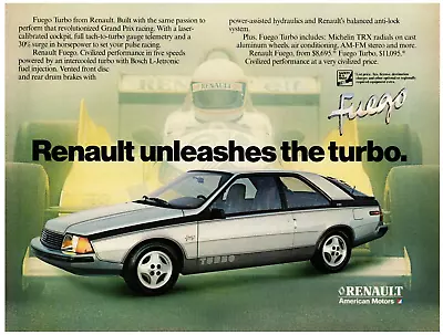 1983 Renault Print Ad Unleashes The Fuego Turbo Grand Prix Racing Michelin TRX • $11.50