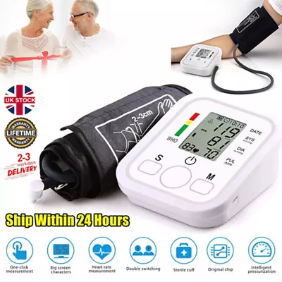 Digital Automatic Blood Pressure Monitor Heart Rate Upper Arm BP Machine UK • £9.95