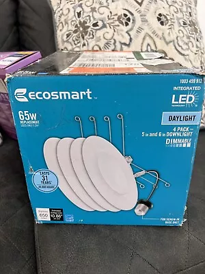 EcoSmart Retrofit 6 In. Matte White Integrated LED Recessed Baffle Trim (4-Pack) • $25