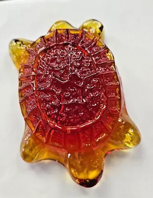 Blenko Art Glass Amberina Red Turtle Figurine Paperweight • $29.25