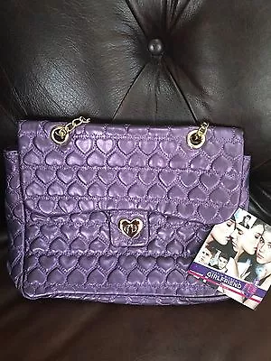 £34.40 • Buy Justin Bieber GIRLFRIEND PURSE Purple/heart Quilted Satchel Gold-plate Chain