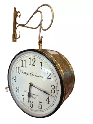 Vintage Style RAILWAY STATION Double CLOCK – Rare – Golden (1950) • $99.99