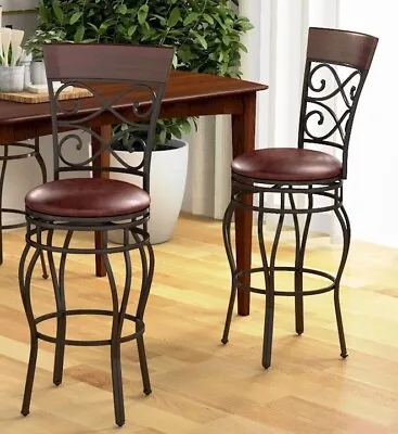 Swivel Bar Height Stools With Padded Seats Set Of 2 Kitchen Island Counter Chair • $142.79