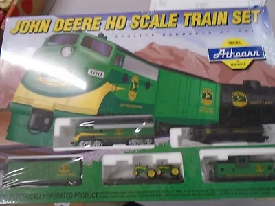 John Deere HO Scale Athearn Train Set 2 Die Cast Tractors Tank Caboose Box • $114.99