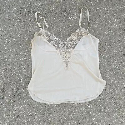 Vintage Chantilly MAIDENFORM Nylon CAMISOLE Slip Floral Lingerie Lace Size 34 • $13