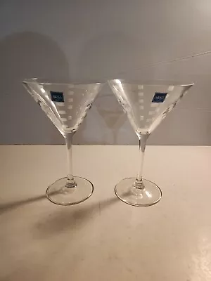 Mikasa Cheers Martini Glasses Set Of 2 Etched Glasses Made In France 10 Oz. • $30