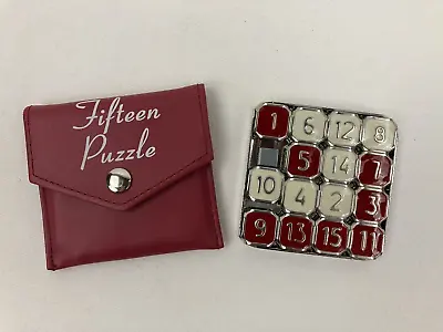 Fifteen Puzzle Binary Arts ThinkFun Metal Slide Tiles Game With Case • $12.50