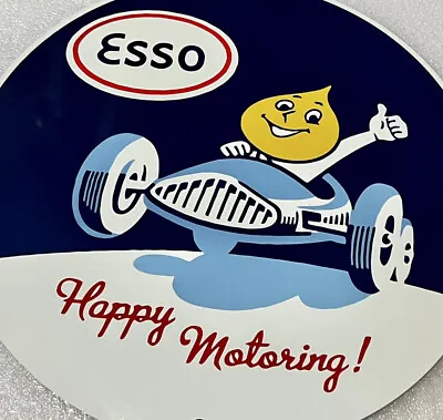 Vintage Style Esso Happy Motoring  Gasoline Metal  Steel Top Quality Heavy  Sign • $55