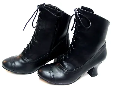 Black Victorian Granny Ankle Steampunk Style Costume Womans Boots Ellie NEW • $52