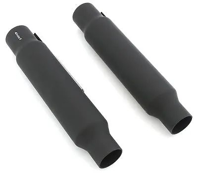 Set Of 2 Slip On Shorty Mufflers Flat Black Custom Cafe Chopper Motorcycle Short • $85.95