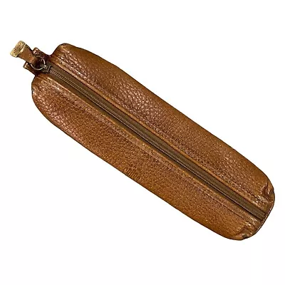 Vintage Mark Cross Brown Pebbled Leather Zippered Pencil Bag • $70