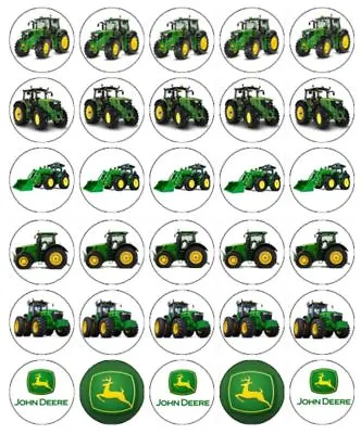 $11.95 • Buy John Deere Tractor Cupcake Toppers Edible Wafer Paper  Cake Decorations 30 #01