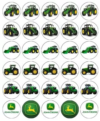 $11.95 • Buy John Deere Tractor Cupcake Toppers Edible Wafer Paper  Cake Decorations 30 #01