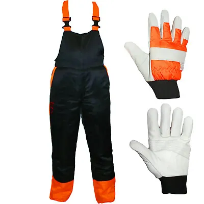 Chainsaw Bib Brace Large 34/38 Class A 20m/s + Forestry Safety Gloves Padded • £84.59
