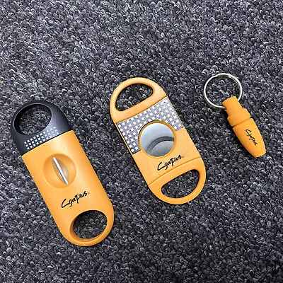 $9.49 • Buy 3 Cigar Set Pocket Cigar Cutter V-Cut Sharp Stainless Steel Blade Guillone Punch