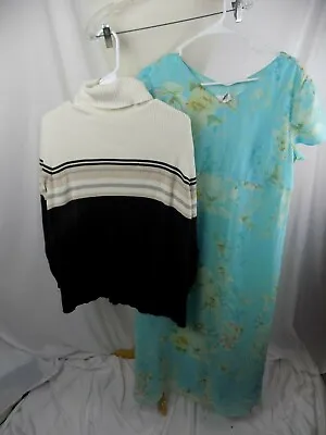 LOT Of 2 Maternity Motherhood Aqua Floral Dress Due Time Cream Black Sweater Med • $20