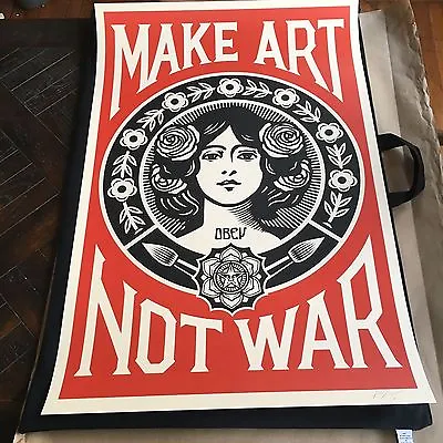 Shepard Fairey OBEY! MAKE ART NOT WAR 24  X 36 Offset Litho Signed  RARE ICON • $82