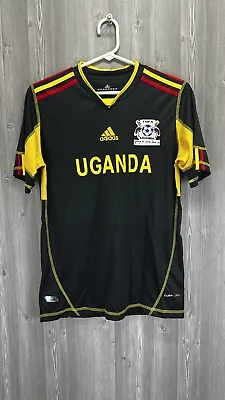 Adidas Climacool Soccer Jersey Black FUFA Uganda Crane Short Sleeve Mens Size L • $19.99