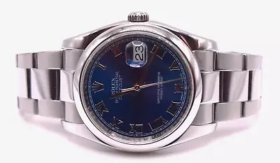 Rolex Datejust Oyster Blue Roman Dial Stainless Steel 36mm Men's Watch 116200 • $5999.99