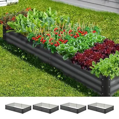 Livsip X4 Garden Bed Garden Fence Raised Planter Galvanised Steel 210x90x30CM • $184.90