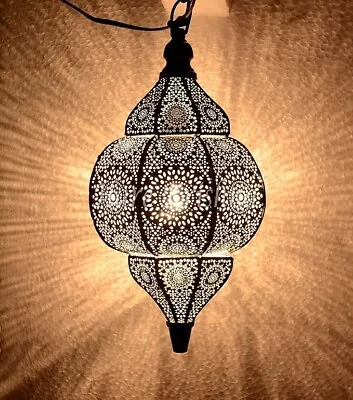 Black Moroccan Lantern Lamp Lighting Turkish Hanging Lamp Hole Seljuks Pattern • $103.19
