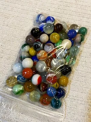 50+ Vintage Glass Marbles In Bag Estate Auction Find ~ B4 • $14.99