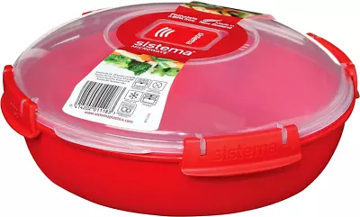 Sistema Microwave Round Plate Lunch Box Dish Plastic Container 1.3L BPA Free • £10.99