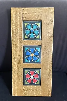 Motawi Art Tile 4” X 4” Abstract Pattern Framed Mitered Oak • $299.99