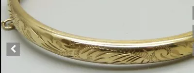 Gold Bangle 10.1g Solid & Hinged Bracelet Vintage Hallmarked Engraved Lovely • £349