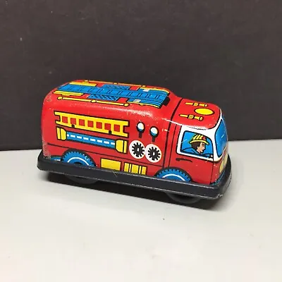 Vintage 1980s Micro Mini Tin Litho Friction Fire Truck • $20