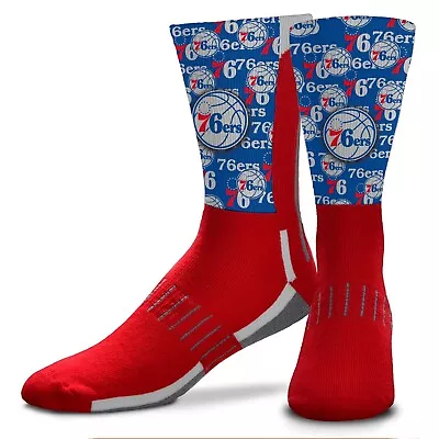 Philadelphia 76ers Montage Adult Large Crew Socks Authentic Nba Basketball Team • $14.99