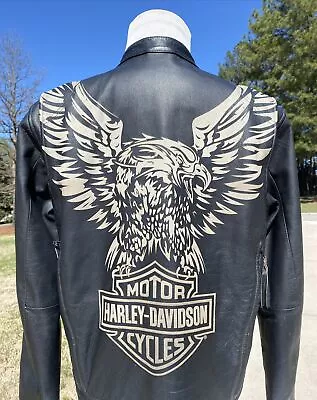 Harley-Davidson Men TERRITORY Eagle Leather Jacket Black Large Tall 97130-09VM • $269.95