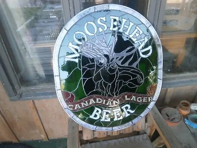 Moosehead Beer Stain Glass Window Sign Cut Glass 1980's • $1950