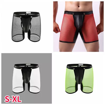 Fish Net Mesh Men Underwear Shorts Lingerie Boxer Splice Crotchless Boxer • $12.34
