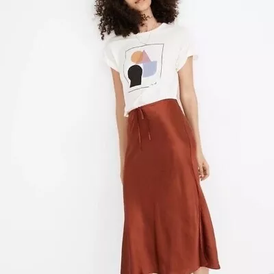Madewell Size 2 Adjustable Waist Satin Midi Skirt Polyester Blend O • $25