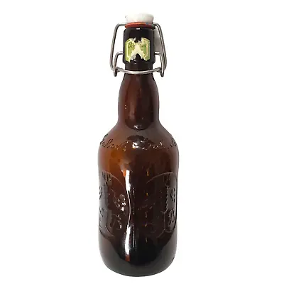$9.97 • Buy Groslch Amber Beer Bottle Swing Top Porcelain Stopper Vintage Brown 9.5  Large