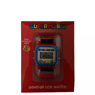 Super Mario Light Up LCD Digital Watch With Alarm &Nylon Strap New • $19.88