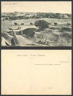 India Old Postcard Cantonment Mhow Camels Double Bullock Carts Tent Panorama • £5.99