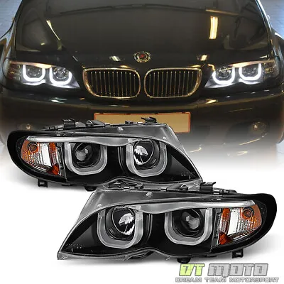Black 2002-2005 BMW E46 Sedan 3-Series LED [3D Style] Halo Projector Headlights • $269.99