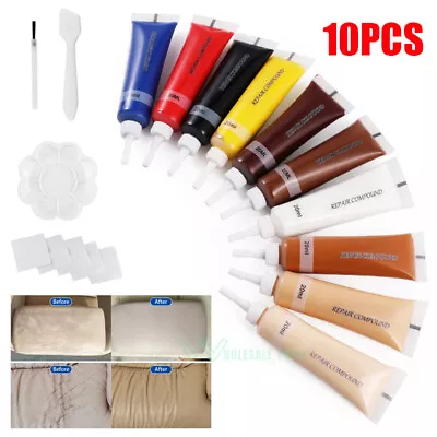 10X Vinyl PU Leather Repair Paint Gel For Restore Furniture Sofa Jacket Car Seat • $16.09