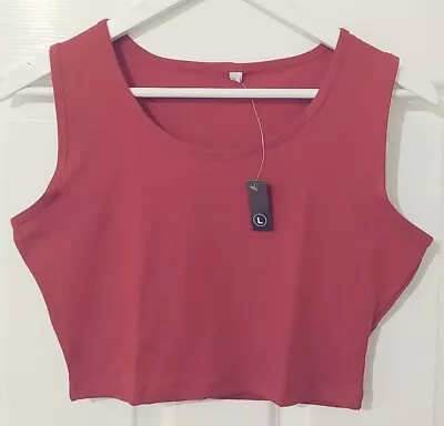 New Women's Stretchy Crop Tops Ladies Plain Blouse Sleeveless Vest T-Shirt Racer • £3.99