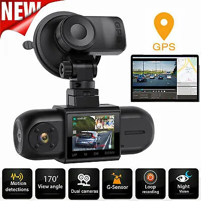 $80 • Buy Dual Dash Cam GPS Front Inside 1080P Car Video Recorder Camera Night Vision