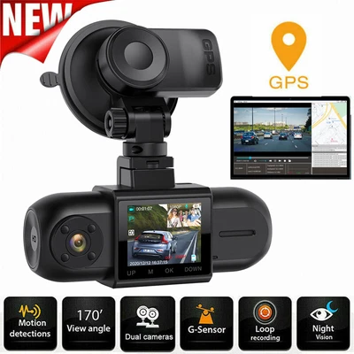 $80 • Buy Dual Dash Cam GPS Front Inside 1080P Car Video Recorder Camera Night Vision