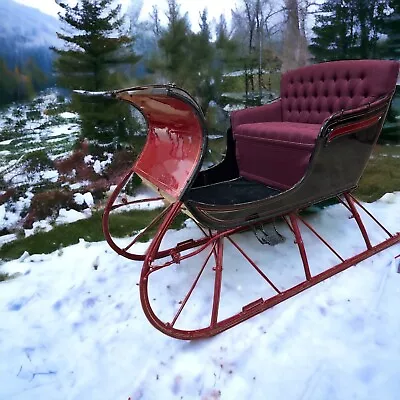 Restored Antique 2 Passenger Horse Drawn Sleigh With Shafts Red • $5950