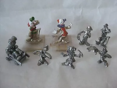 8 Vintage Metal Clowns Pewter Silver Tone Miniature Figurine Painted Signed Lot • $28.99