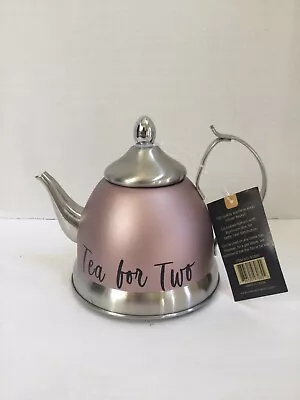 New Creative Home “Tea For Two” Small Tea Pot Pink Mauve SS  1 Qt Tea Infuser • $29.99