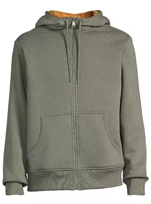 George Men L (42-44 )sherpa Fleece Lined Green Hoodie Zip • $29