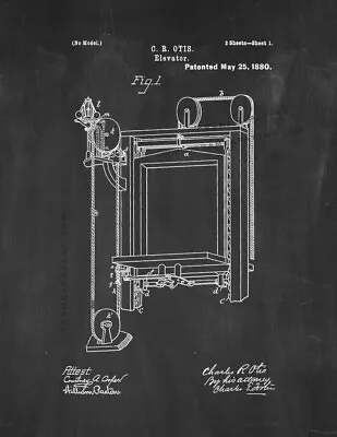 Elevator Patent Print Chalkboard • $11.46